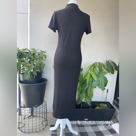 ☘️ H&M Midi Polo Shirt Ribbed Knit Dress with Short sleeves and Side Slit i… - Picture 9 of 15